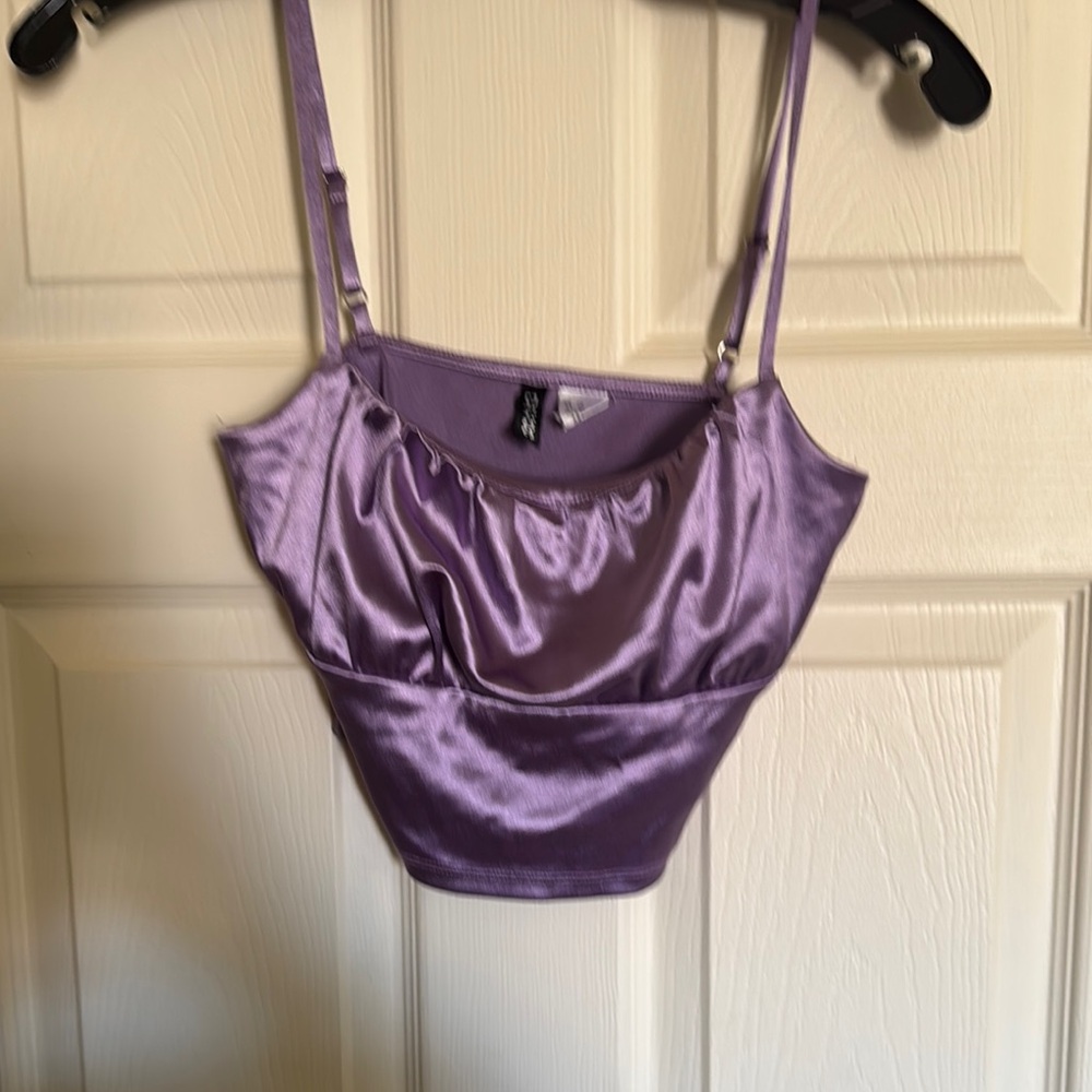 Purple Satin Crop Top